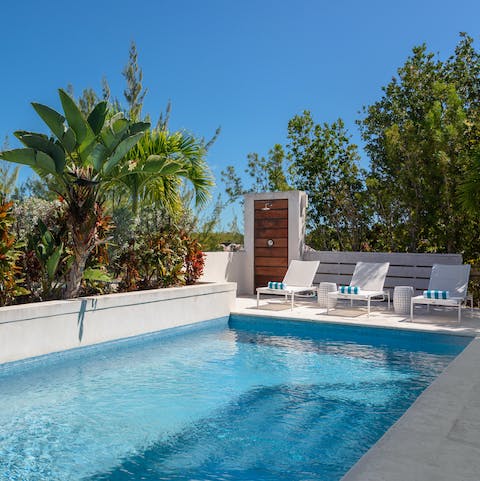 Spend hard-earned days relaxing by the private pool