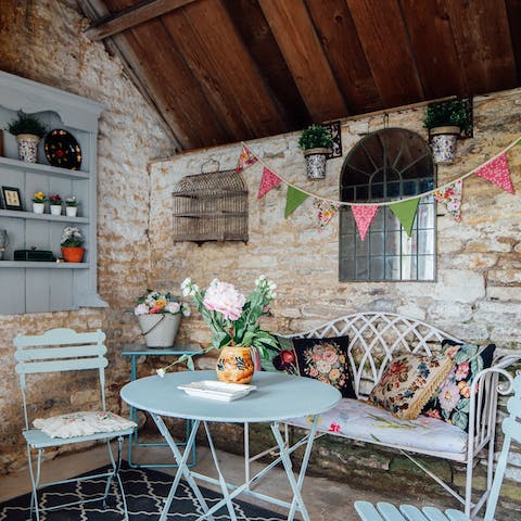 Sit down for a tea party in the garden room