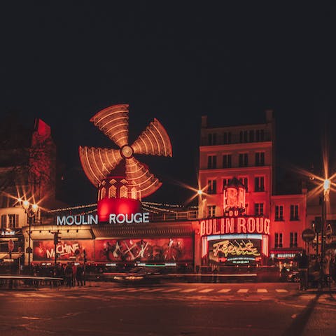 Visit the world-famous Moulin Rouge, thirteen minutes away on foot