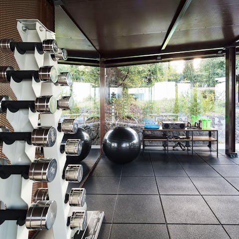 Keep up with your workout routine in the well-equipped gym