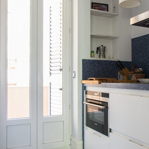 Open up the doors to the Juliet balcony as you cook in the kitchen