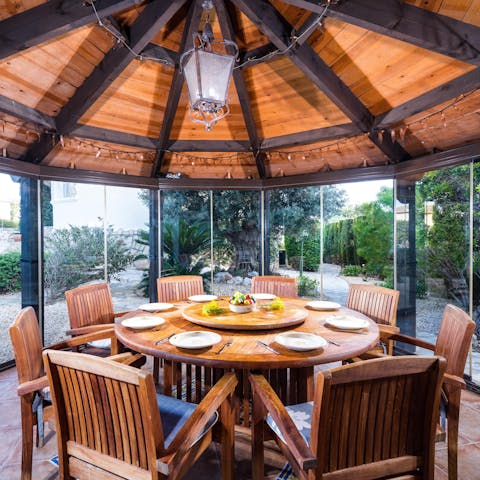 Gather in the unique sunroom after hiring a chef to cook you a Spanish feast
