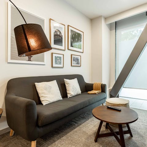 Catch up with close ones on the cosy sofa