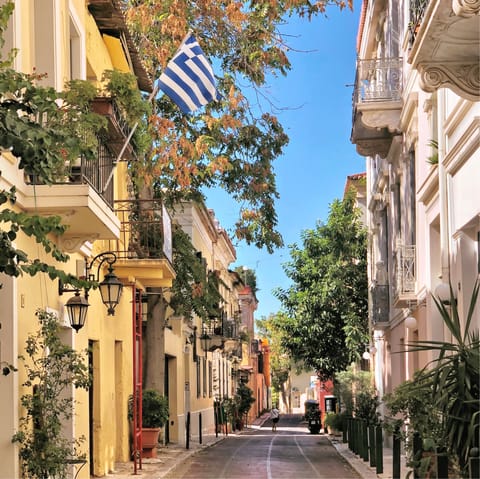 Stroll around the charming streets of Plaka on a warm afternoon