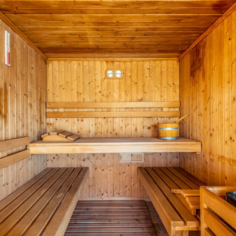 Make use of your array of spa facilities and sweat out the previous night's wine and limoncello in the private sauna