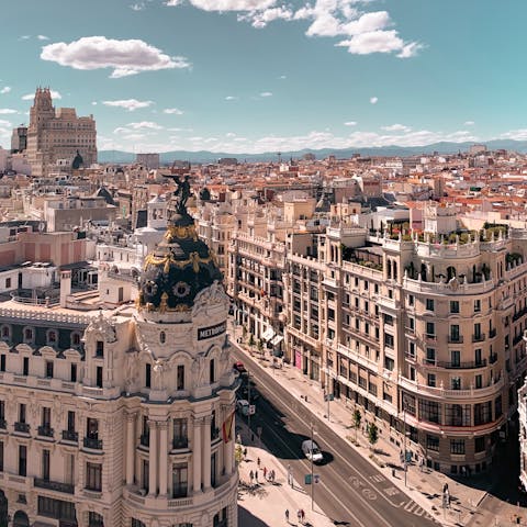 Go shopping on the nearby Gran Vía