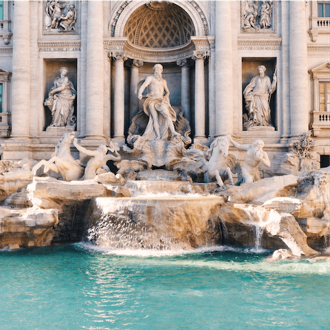 Nip just five minutes up the road to marvel at the Trevi Fountain—take a coin and make a wish