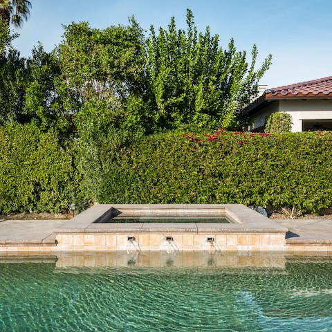 Feel the afternoon sun on your back as you relax in the spa