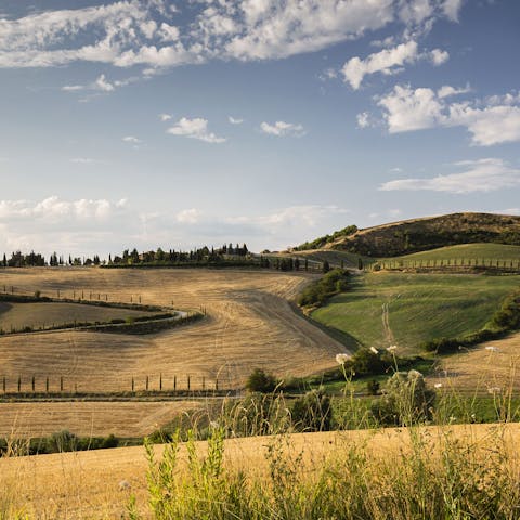 Wake up to views of the Tuscan countryside