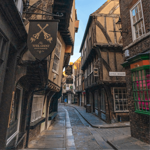 Explore the narrow, cobbled streets of The Shambles – a fifteen-minute walk away