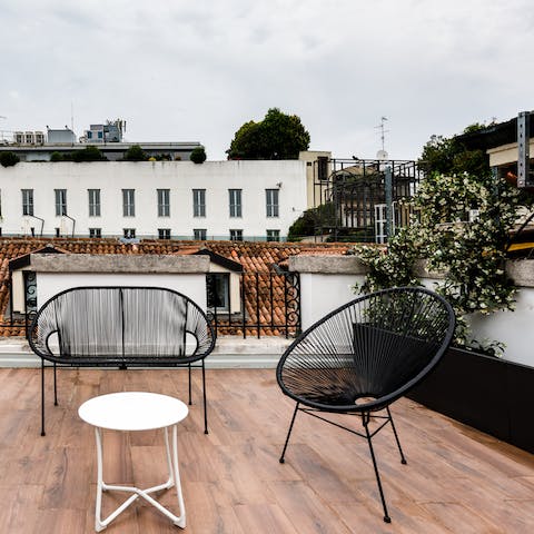 Enjoy a morning espresso on the private roof terrace