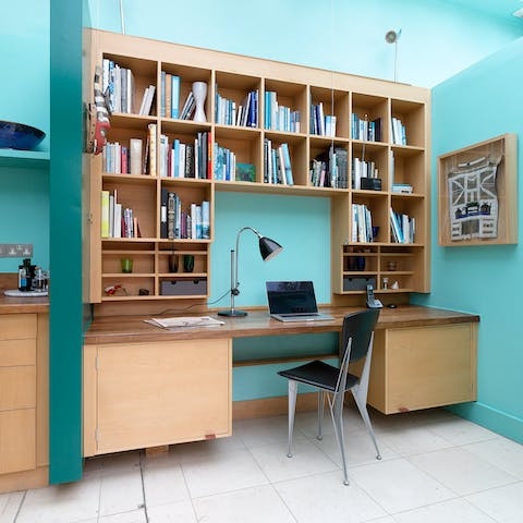 Set up your laptop in the colourful working space if you'll be visiting on business