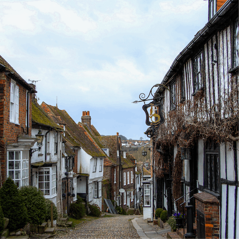 Drive to Rye and wander the medieval cobbled streets