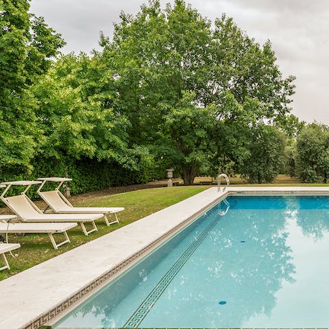 Stave off the warmth of the Tuscan sun by taking a dip in the pool
