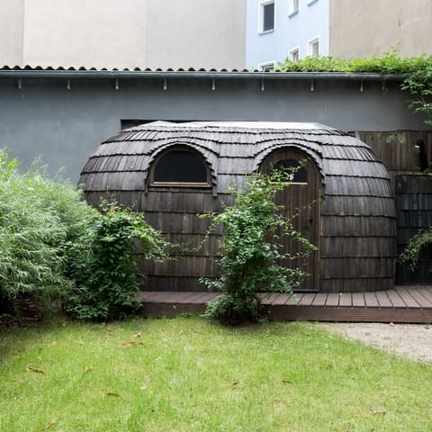 The shared sauna in the garden