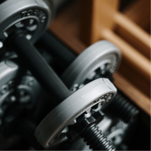 Squeeze in a weights session at the shared gym