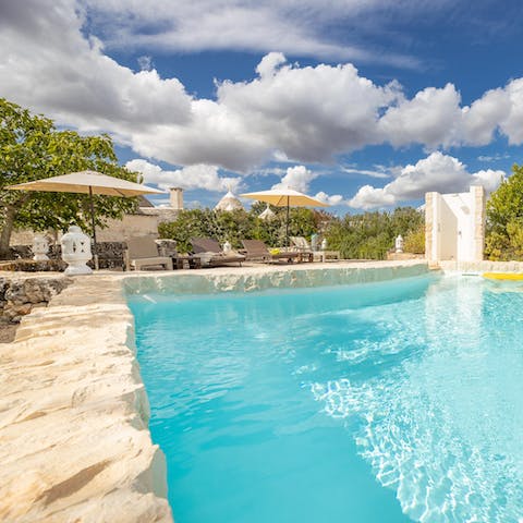 Cool off in your glistening blue private pool as the Italian sun shines down
