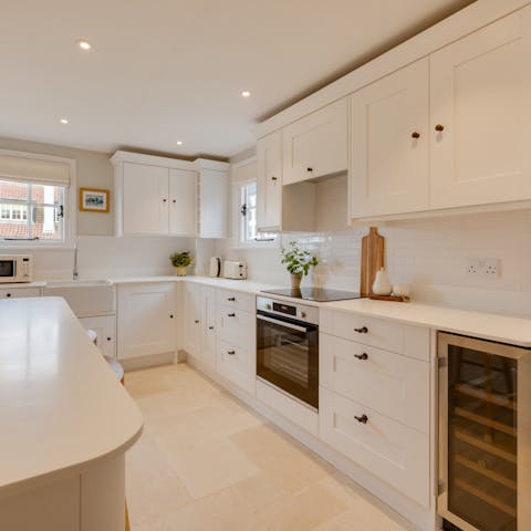 Rustle up breakfast in the pristine kitchen