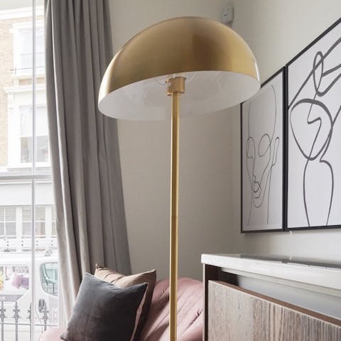 the feature gold floor lamp