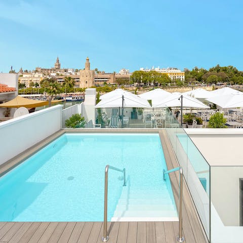 Start mornings with a gentle dip in the shared rooftop pool