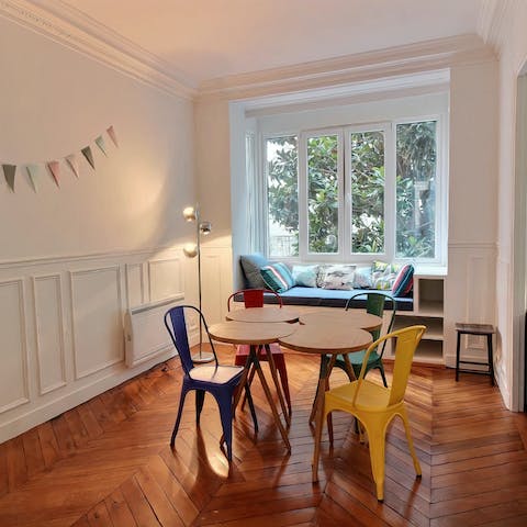 Watch the world go by below as you quietly sit in the quaint window seat
