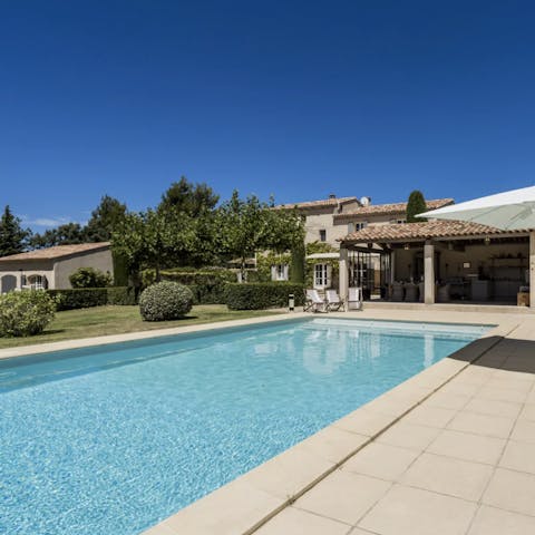 Dive into your private pool to cool off from the midday sun