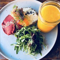 Start your day with a breakfast plate at Factory Girl