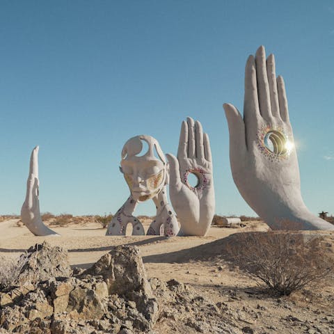 Gaze at Daniel Popper's celestial sculptures, located just down the road