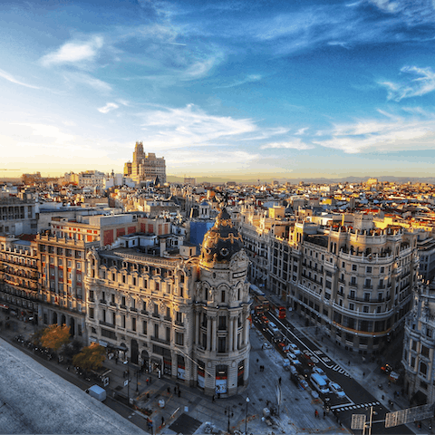 Absorb the elegant boulevards and manicured parks of Madrid