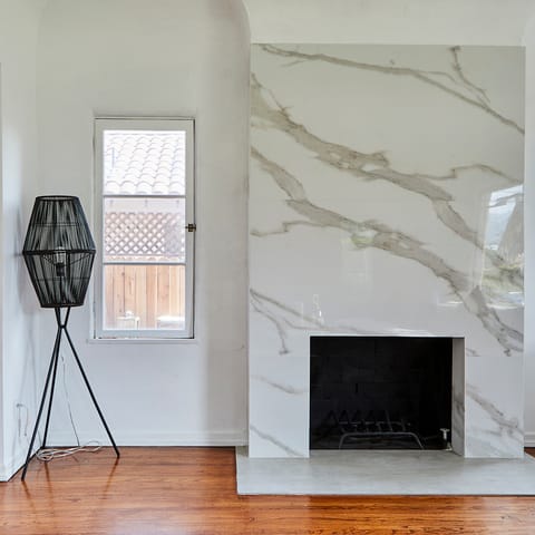 This clean-cut fireplace