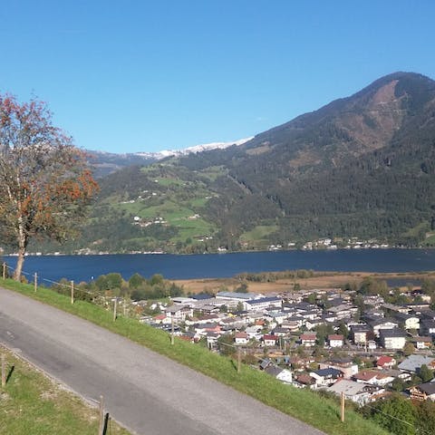Enjoy stunning views out over Zell am See and the lake