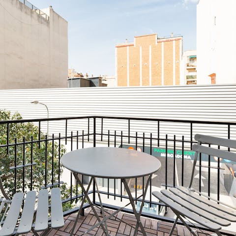 Enjoy a cup of coffee on your private balcony 