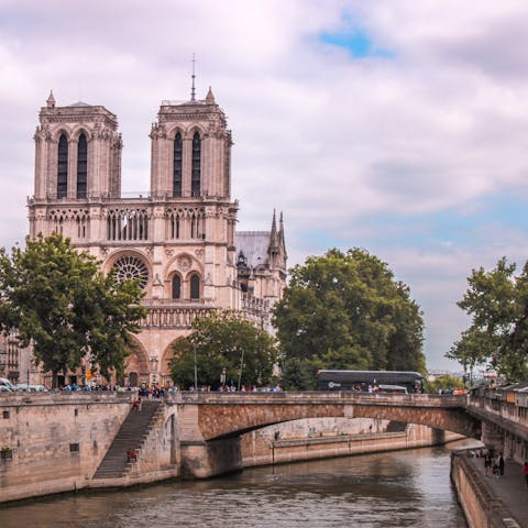 Travel eleven stops on the metro to Cluny-La Sorbonne and stroll to Notre-Dame
