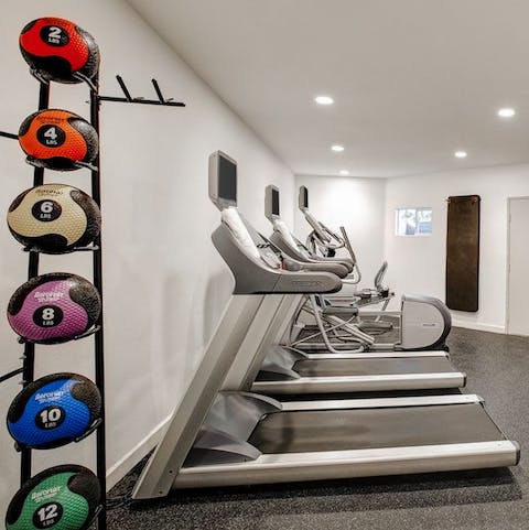 Work up a sweat in the communal gym, complete with the latest fitness equipment