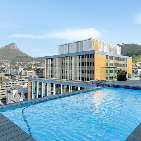 Cool off from the South African sun in the shared rooftop pool