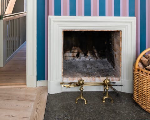 The old-fashioned fireplace