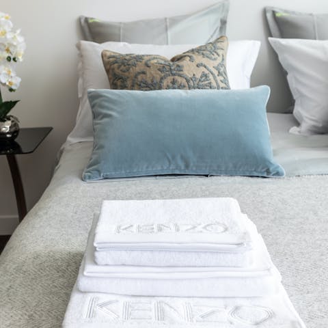 Crisp bedding and fluffy towels