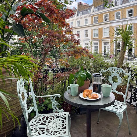 Sit outside with a lunch of afternoon tea on the cosy terrace