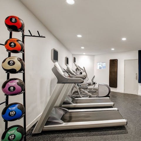 Stay on top of your fitness in the communal gym, equipped with modern machines