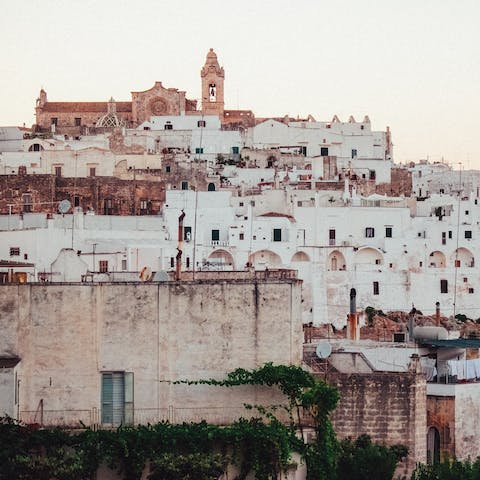 Visit the charming city of Ostuni, less than a ten-minute drive away
