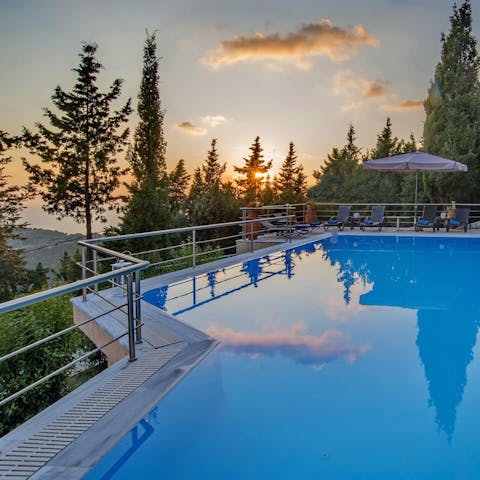 Dive into the private pool for a sunset swim