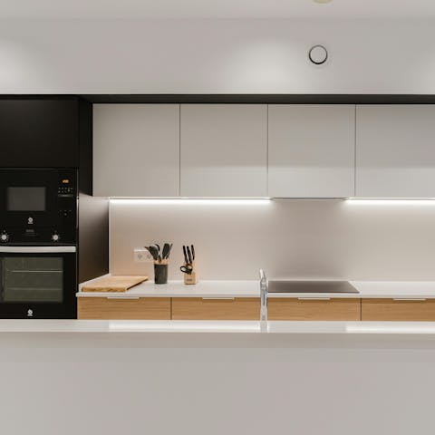 Rustle up tapas in the sleek kitchen