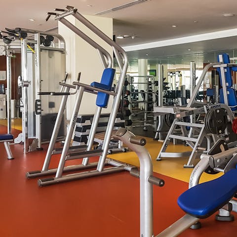 Keep up with your fitness routine in the on-site gym