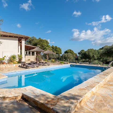 Cool off from the Mallorcan midday heat with a dip in the private pool