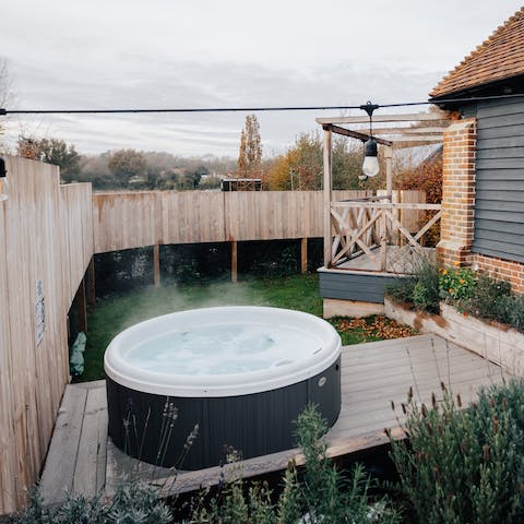 Choose between the circular or square hot tub for your evening soak