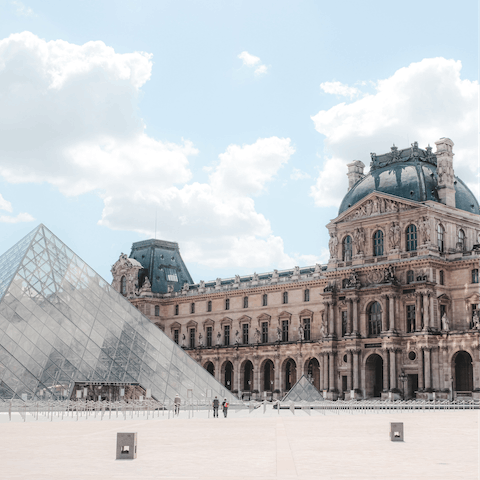 Pay the Mona Lisa a visit at the Louvre Museum, under a quick twenty-minute stroll away