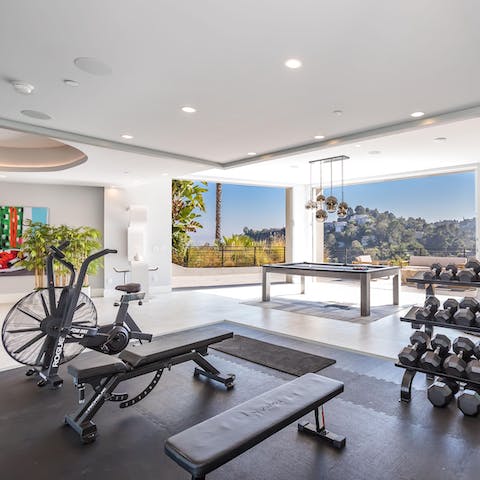 Keep up your work out with the fully-equipped home gym at your leisure