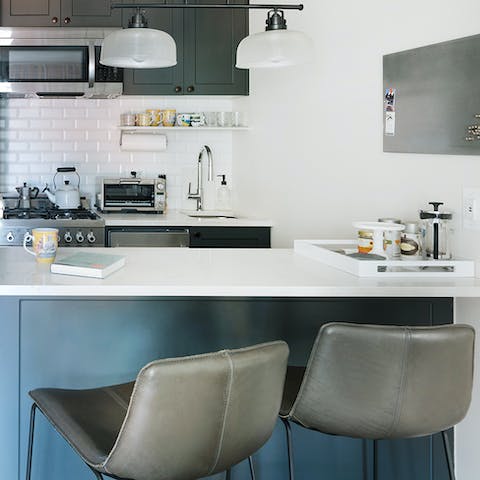 Sip your morning coffee at the breakfast bar