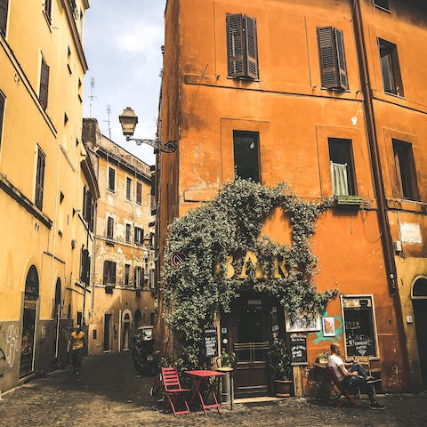 Explore Trastevere's craft beer pubs, laidback eateries and artisan shops