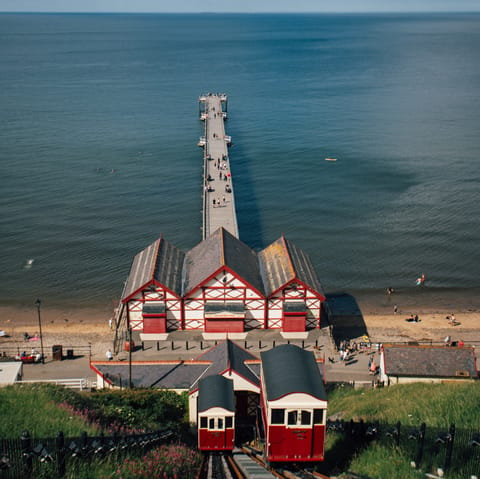 Discover the seaside spa town of Saltburn-by-the-Sea, complete with sandy bays and beach huts